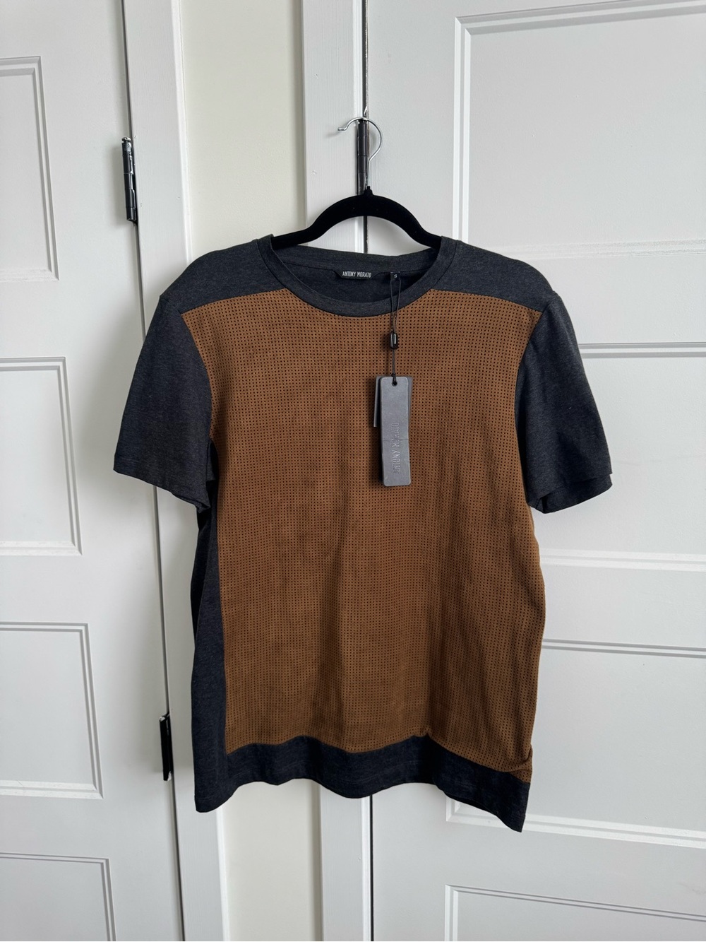 Antony Morato Colorblock Contemporary Dark Melange Tech Short Sleeve T-Shirt NWT